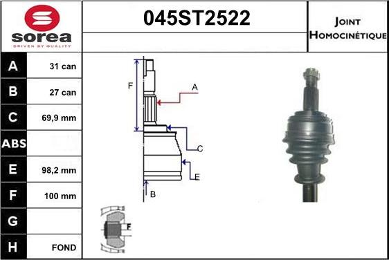 STARTCAR 045ST2522 - Jeu de joints, arbre de transmission droxauto.com
