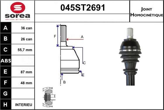 STARTCAR 045ST2691 - Jeu de joints, arbre de transmission droxauto.com