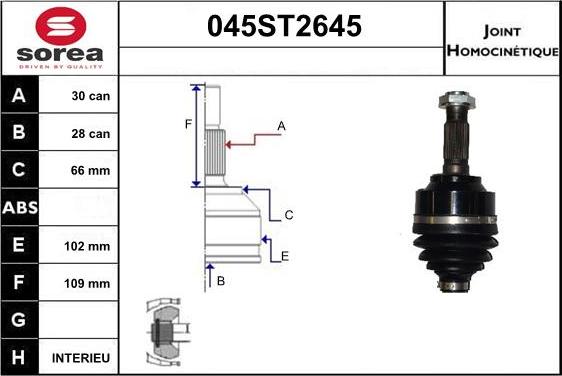STARTCAR 045ST2645 - Jeu de joints, arbre de transmission droxauto.com
