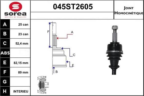 STARTCAR 045ST2605 - Jeu de joints, arbre de transmission droxauto.com