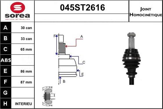 STARTCAR 045ST2616 - Jeu de joints, arbre de transmission droxauto.com