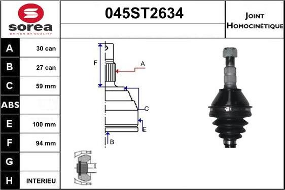 STARTCAR 045ST2634 - Jeu de joints, arbre de transmission droxauto.com