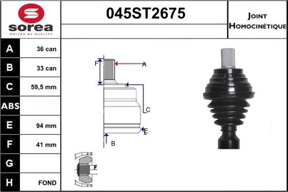 STARTCAR 045ST2675 - Jeu de joints, arbre de transmission droxauto.com