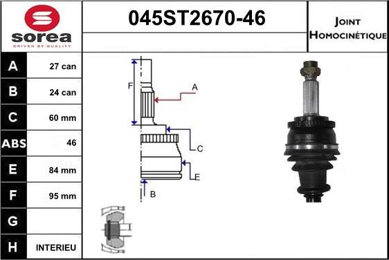 STARTCAR 045ST2670-46 - Jeu de joints, arbre de transmission droxauto.com