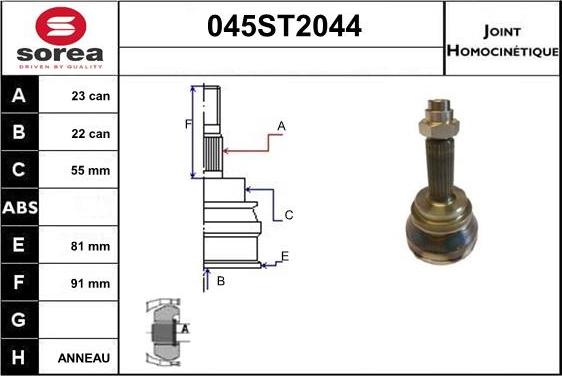 STARTCAR 045ST2044 - Jeu de joints, arbre de transmission droxauto.com