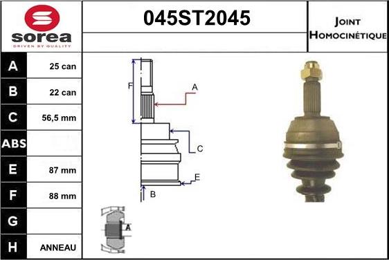 STARTCAR 045ST2045 - Jeu de joints, arbre de transmission droxauto.com