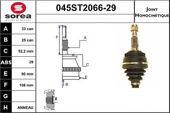 STARTCAR 045ST2066-29 - Jeu de joints, arbre de transmission droxauto.com