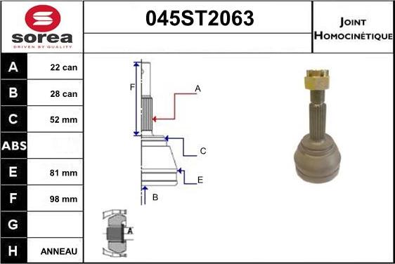 STARTCAR 045ST2063 - Jeu de joints, arbre de transmission droxauto.com