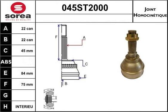 STARTCAR 045ST2000 - Jeu de joints, arbre de transmission droxauto.com