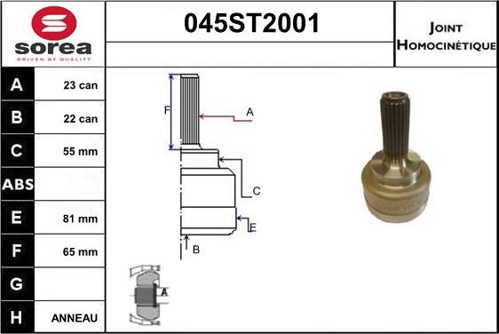 STARTCAR 045ST2001 - Jeu de joints, arbre de transmission droxauto.com