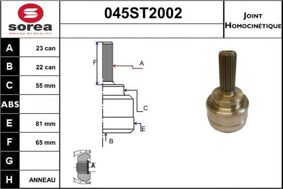 STARTCAR 045ST2002 - Jeu de joints, arbre de transmission droxauto.com