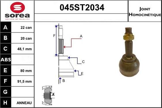 STARTCAR 045ST2034 - Jeu de joints, arbre de transmission droxauto.com