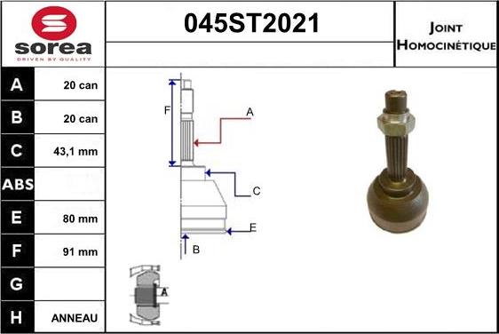STARTCAR 045ST2021 - Jeu de joints, arbre de transmission droxauto.com