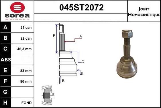 STARTCAR 045ST2072 - Jeu de joints, arbre de transmission droxauto.com