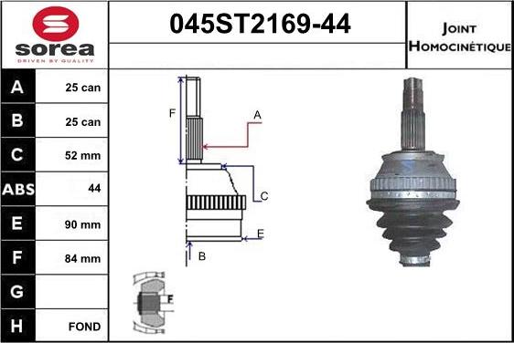 STARTCAR 045ST2169-44 - Jeu de joints, arbre de transmission droxauto.com