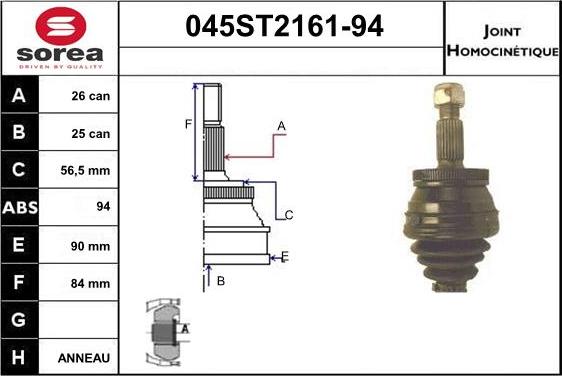 STARTCAR 045ST2161-94 - Jeu de joints, arbre de transmission droxauto.com