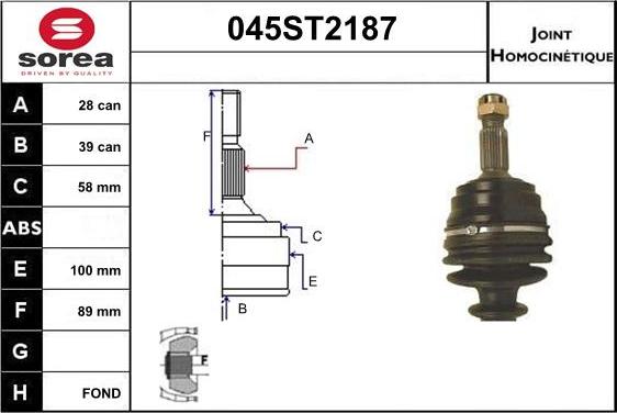 STARTCAR 045ST2187 - Jeu de joints, arbre de transmission droxauto.com
