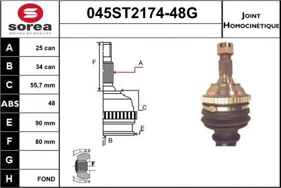 STARTCAR 045ST2174-48G - Jeu de joints, arbre de transmission droxauto.com