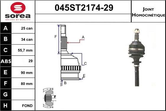 STARTCAR 045ST2174-29 - Jeu de joints, arbre de transmission droxauto.com