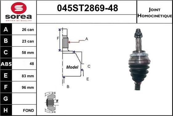 STARTCAR 045ST2869-48 - Jeu de joints, arbre de transmission droxauto.com