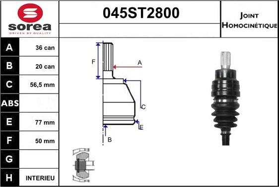 STARTCAR 045ST2800 - Jeu de joints, arbre de transmission droxauto.com