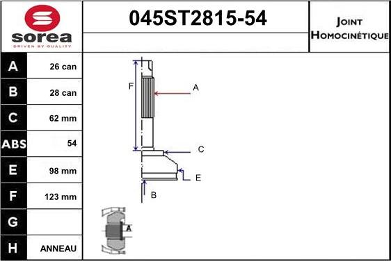 STARTCAR 045ST2815-54 - Jeu de joints, arbre de transmission droxauto.com
