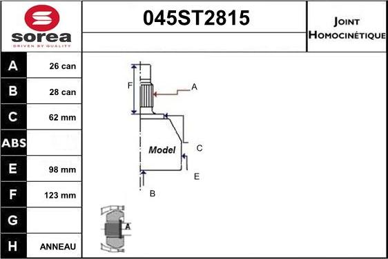 STARTCAR 045ST2815 - Jeu de joints, arbre de transmission droxauto.com