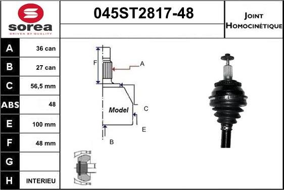 STARTCAR 045ST2817-48 - Jeu de joints, arbre de transmission droxauto.com