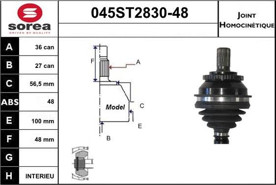 STARTCAR 045ST2830-48 - Jeu de joints, arbre de transmission droxauto.com