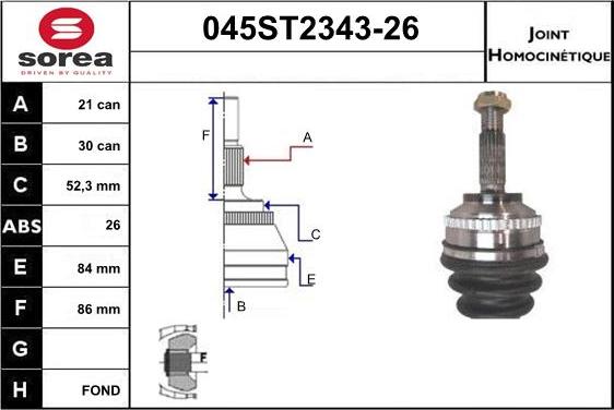 STARTCAR 045ST2343-26 - Jeu de joints, arbre de transmission droxauto.com