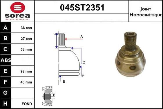 STARTCAR 045ST2351 - Jeu de joints, arbre de transmission droxauto.com