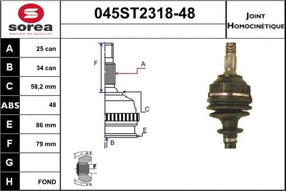 STARTCAR 045ST2318-48 - Jeu de joints, arbre de transmission droxauto.com