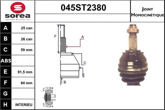 STARTCAR 045ST2380 - Jeu de joints, arbre de transmission droxauto.com