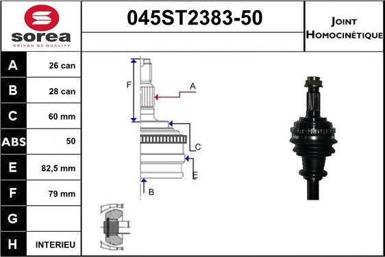 STARTCAR 045ST2383-50 - Jeu de joints, arbre de transmission droxauto.com