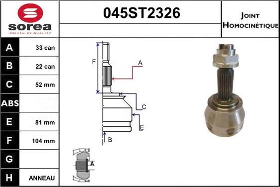 STARTCAR 045ST2326 - Jeu de joints, arbre de transmission droxauto.com