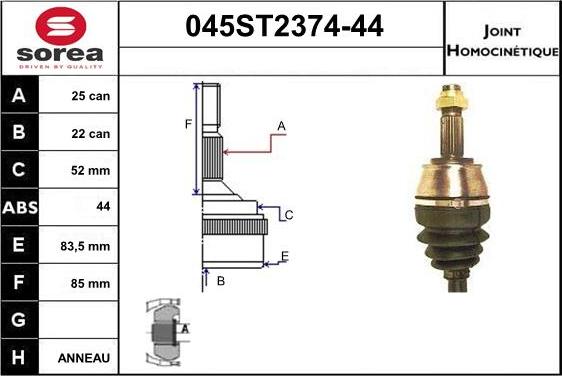 STARTCAR 045ST2374-44 - Jeu de joints, arbre de transmission droxauto.com