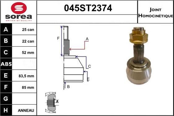 STARTCAR 045ST2374 - Jeu de joints, arbre de transmission droxauto.com
