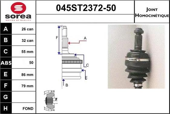 STARTCAR 045ST2372-50 - Jeu de joints, arbre de transmission droxauto.com