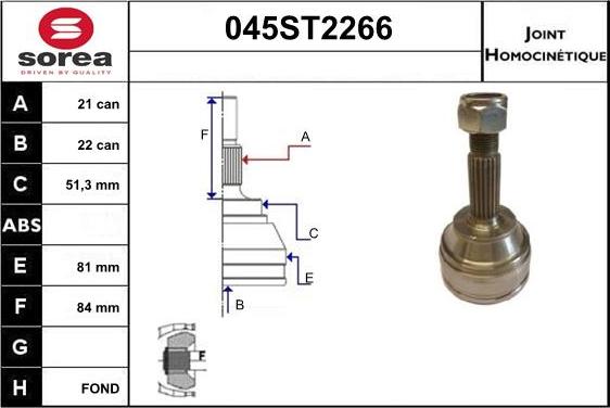 STARTCAR 045ST2266 - Jeu de joints, arbre de transmission droxauto.com