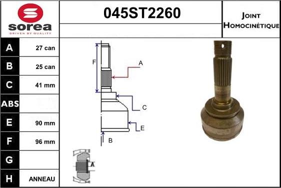 STARTCAR 045ST2260 - Jeu de joints, arbre de transmission droxauto.com