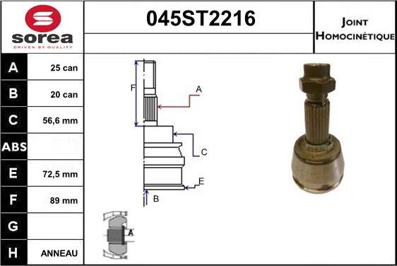 STARTCAR 045ST2216 - Jeu de joints, arbre de transmission droxauto.com
