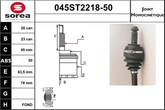 STARTCAR 045ST2218-50 - Jeu de joints, arbre de transmission droxauto.com