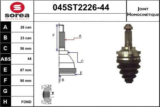 STARTCAR 045ST2226-44 - Jeu de joints, arbre de transmission droxauto.com