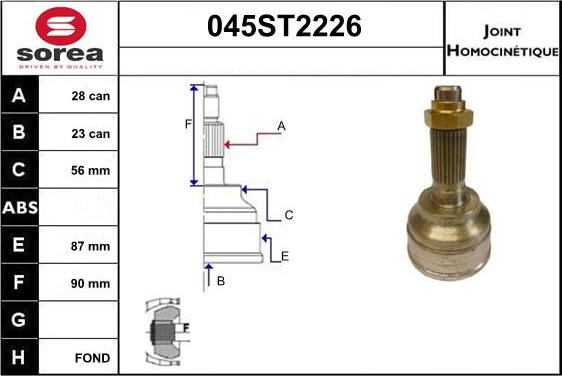 STARTCAR 045ST2226 - Jeu de joints, arbre de transmission droxauto.com