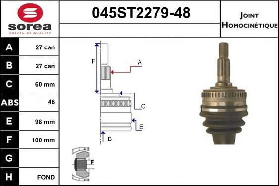 STARTCAR 045ST2279-48 - Jeu de joints, arbre de transmission droxauto.com