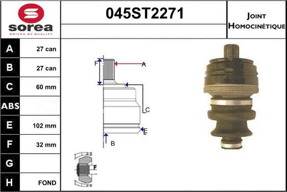 STARTCAR 045ST2271 - Jeu de joints, arbre de transmission droxauto.com
