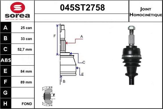 STARTCAR 045ST2758 - Jeu de joints, arbre de transmission droxauto.com