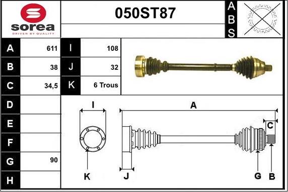 STARTCAR 050ST87 - Arbre de transmission droxauto.com