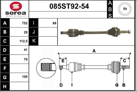STARTCAR 085ST92-54 - Arbre de transmission droxauto.com