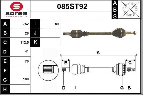 STARTCAR 085ST92 - Arbre de transmission droxauto.com